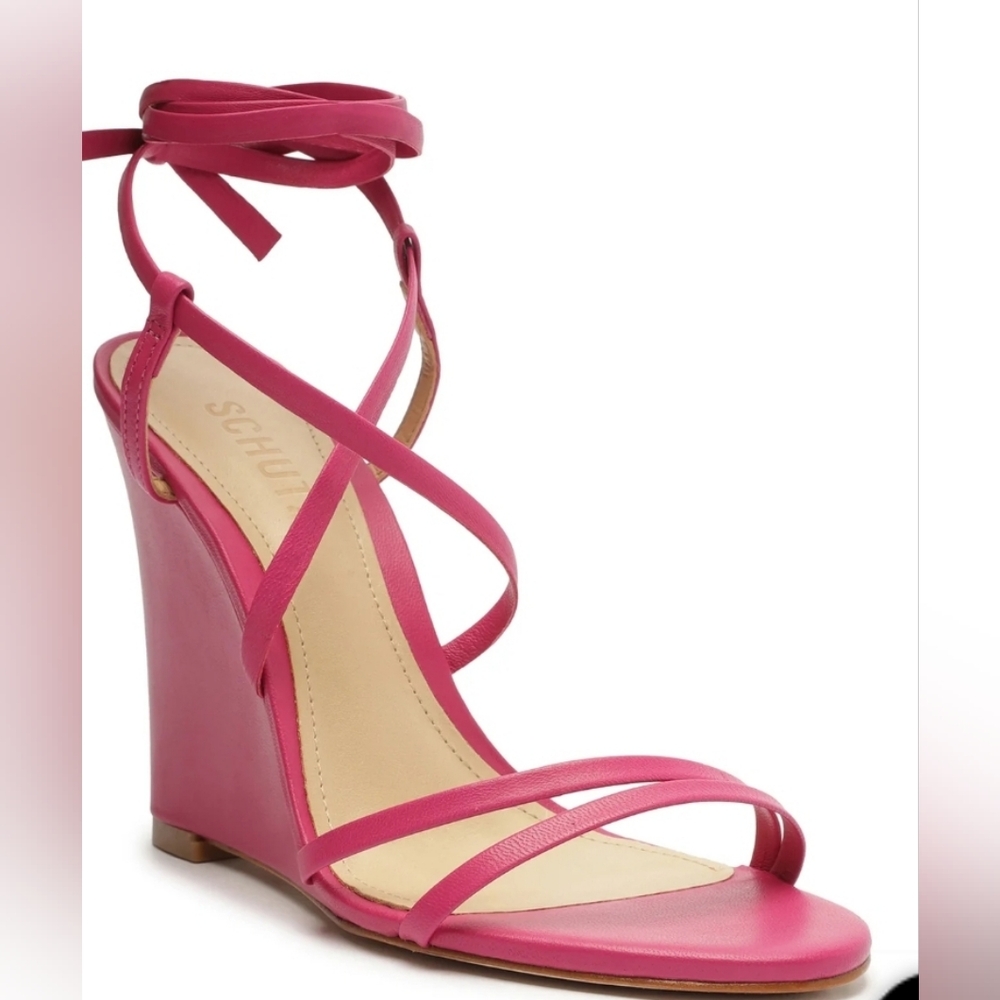 SCHUTZ Pink Strappy Wedge Sandals size 10.5